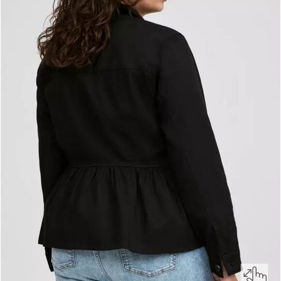 Torrid Size 4x Black Peplum Utility Jacket with Buttons - Picture 3 of 8